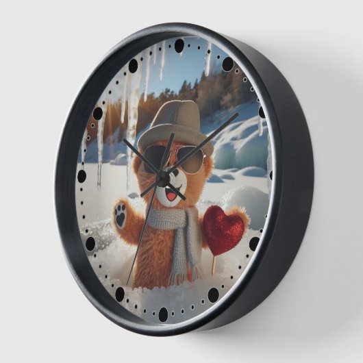 Teddybär mit Sonnenbrille, Hut und Herz Uhr (Winkel)