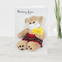 Teddybär mit steriler Maske und Schnauze