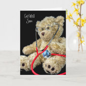 Teddybär mit Stethoskop Karte (Gelbe Blume)