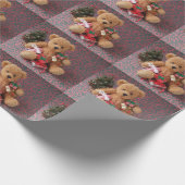 Teddybär mit vielen Weihnachtsgeschenken Geschenkpapier (Ecke)