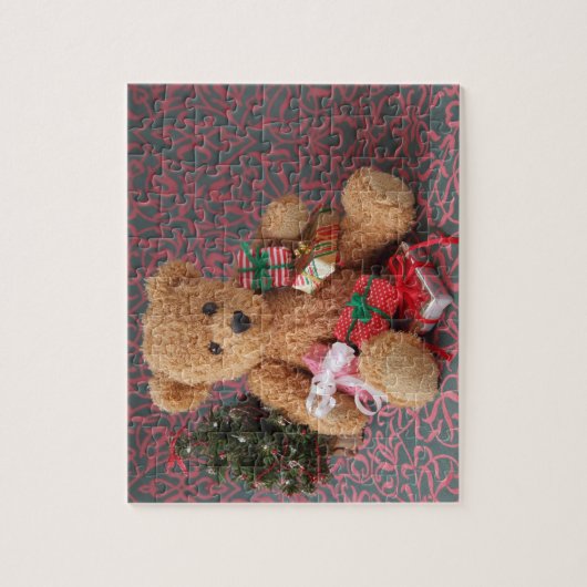 Teddybär mit vielen Weihnachtsgeschenken Puzzle (Vertikal)