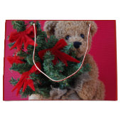 Teddybär mit Weihnachtsbaum Große Geschenktüte (Vorderseite)