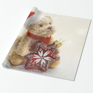 Teddybär mit Weihnachtsmannmütze, Feiertag Geschenkpapier