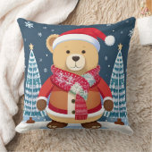 Teddybär mit Weihnachtsmannmütze Kissen (Decke)