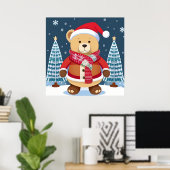 Teddybär mit Weihnachtsmannmütze Poster (Heimbüro)