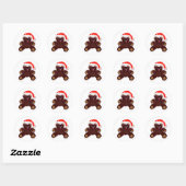 Teddybär mit Weihnachtsmannmütze Runder Aufkleber (Blatt)
