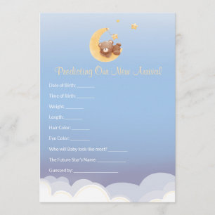 Teddybär Mond Baby Shower Vorhersage  Mitteilungskarte