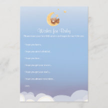 Teddybär Mond Baby Shower Wünsche für Baby