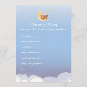 Teddybär Mond Baby Shower Wünsche für Baby Mitteilungskarte