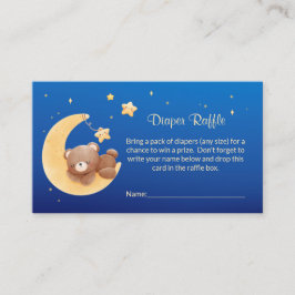 Teddybär Mond Blau Baby Shower Windel-Raffle Begleitkarte