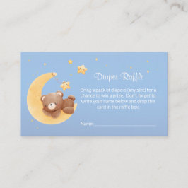 Teddybär Mond Blau Baby Shower Windelraffel Begleitkarte