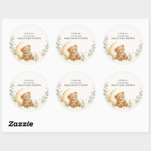 Teddybär Mond Kleiner Stern Baby Shower Geschenk Runder Aufkleber
