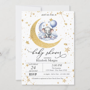 Teddybär Mond, Sterne Aquarell-Baby-Party Einladung