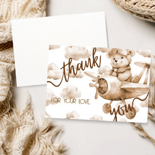 TEDDYBÄR NEUTRALE BABYPARTY DANKE-KARTE DANKESKARTE
