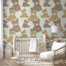Teddybär-Nursery Crown & Bows Sage Polka Dots