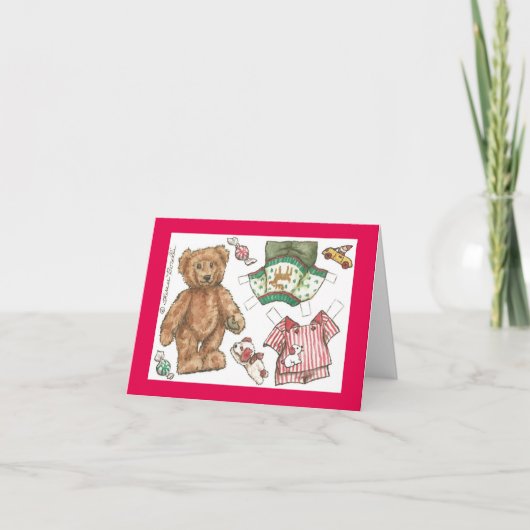 Teddybär-Papierpuppen-Weihnachtskarte Feiertagskarte (Vorderseite)