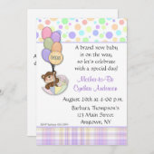 Teddybär-PastellBabyparty-Einladung Einladung (Vorne/Hinten)