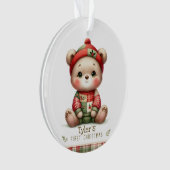 Teddybär-Patchwork-Andenken Ornament (Vorderseite)