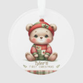 Teddybär-Patchwork-Andenken Ornament (Rückseite)