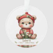 Teddybär-Patchwork-Andenken Ornament (Vorderseite)