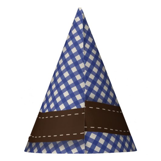 Teddybär-Picknick-Geburtstag - blauer Gingham Partyhütchen (Rückseite)
