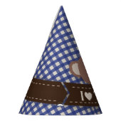 Teddybär-Picknick-Geburtstag - blauer Gingham Partyhütchen (Links)