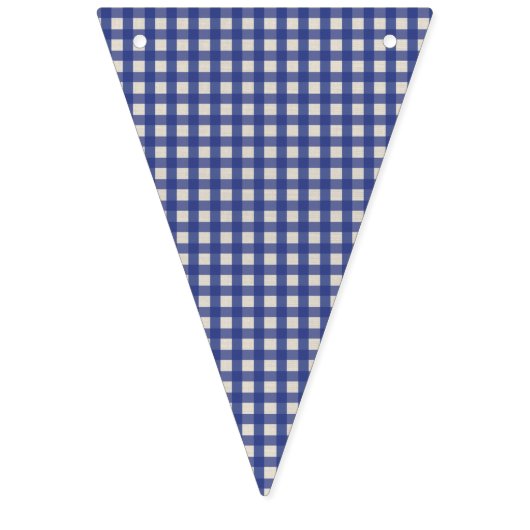 Teddybär-Picknick-Geburtstag - blauer Gingham Wimpelkette (Dritte Fahne)