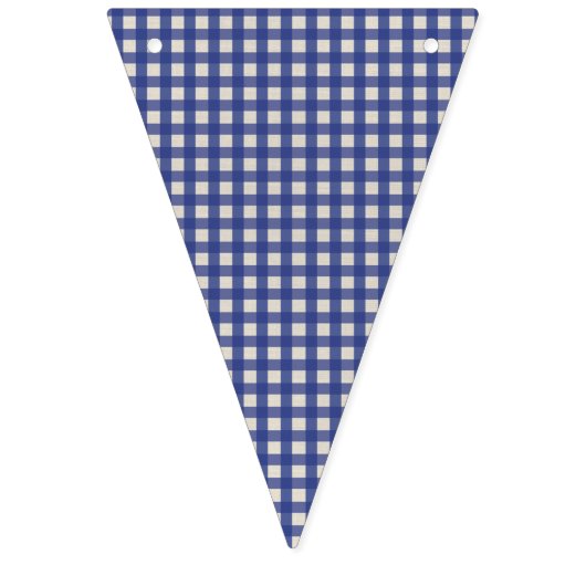 Teddybär-Picknick-Geburtstag - blauer Gingham Wimpelkette (Zweite Fahne)