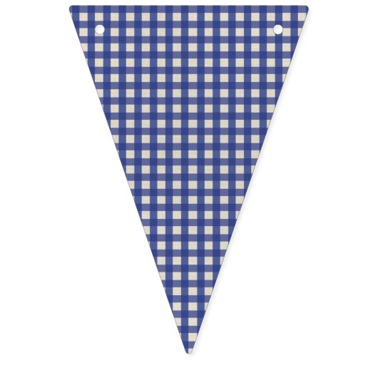 Teddybär-Picknick-Geburtstag - blauer Gingham Wimpelkette (Erste Fahne)