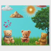 Teddybär-Picknick Geschenkpapier (Flach)