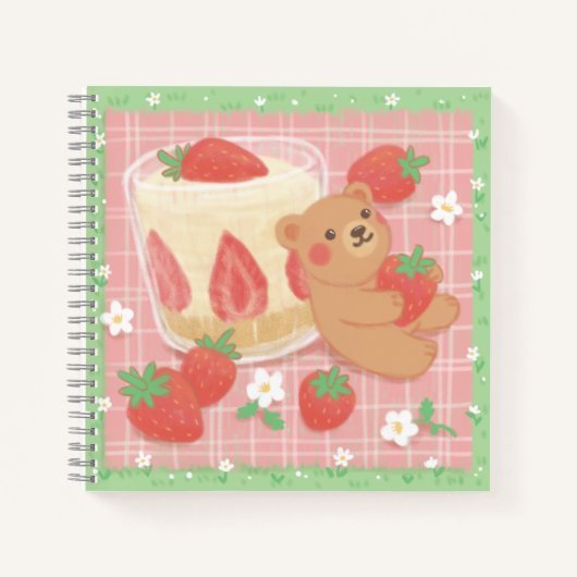 Teddybär-Picknick mit Erdbeeren Notizblock (Vorderseite)