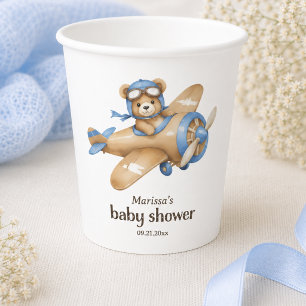 Teddybär-Pilot-Baby-Junge-Shower-Papierbecher Pappbecher
