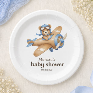 Teddybär-Pilot-Baby-Junge-Shower-Papierteller Pappteller
