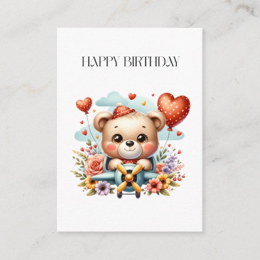 Teddybär-Pilot-Birthday Begleitkarte (Vorderseite)