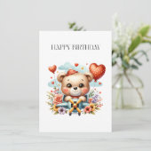 Teddybär-Pilot-Birthday Einladung (Stehend Vorderseite)
