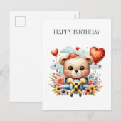 Teddybär-Pilot-Birthday Feiertagspostkarte (Vorne/Hinten)
