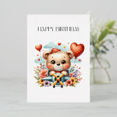 Teddybär-Pilot-Birthday Folieneinladung (Stehend vorne)