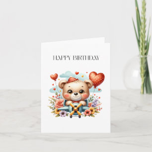 Teddybär-Pilot-Birthday Karte