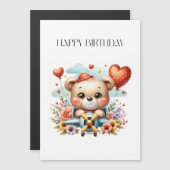 Teddybär-Pilot-Birthday Magneteinladung (Vorne/Hinten)
