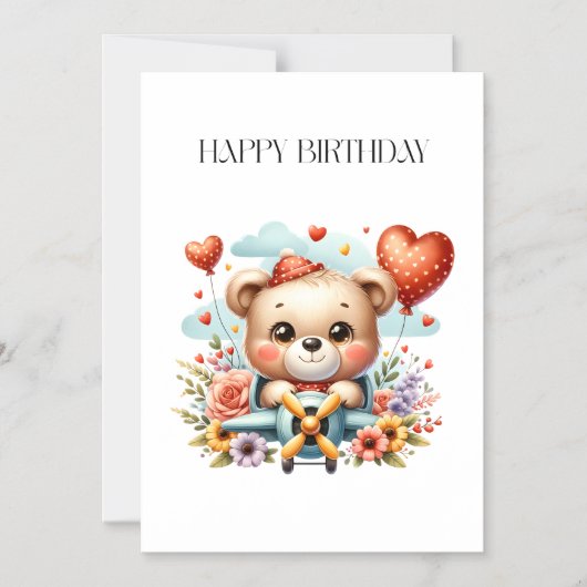Teddybär-Pilot-Birthday Magneteinladung (Vorderseite)