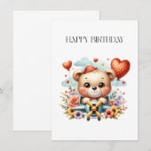 Teddybär-Pilot-Birthday Mitteilungskarte (Vorne/Hinten)