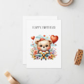 Teddybär-Pilot-Birthday Mitteilungskarte (Vorderseite/Rückseite Beispiel)
