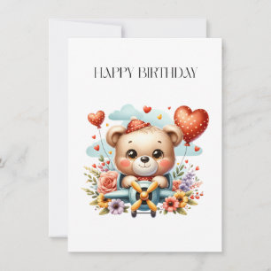Teddybär-Pilot-Birthday Mitteilungskarte