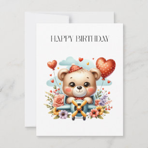 Teddybär-Pilot-Birthday Mitteilungskarte