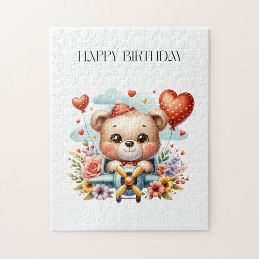 Teddybär-Pilot-Birthday Puzzle (Vertikal)