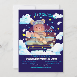 Teddybär-Pilot-Flugzeug-Kunst Einladung