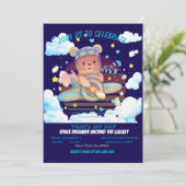 Teddybär-Pilot-Flugzeug-Kunst Einladung (Stehend Vorderseite)
