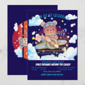 Teddybär-Pilot-Flugzeug-Kunst Einladung (Vorne/Hinten)