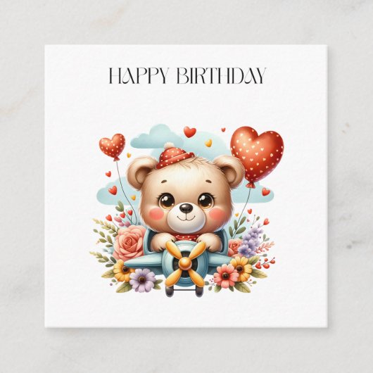 Teddybär-Pilot-Geburtstag Begleitkarte (Vorderseite)