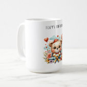 Teddybär-Pilot-Geburtstag Kaffeetasse (Vorderseite Links)